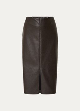 Joseph Ribkoff Dames Midi rok van imitatieleer en split in de kleur Donkerbruin