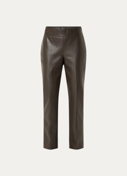 Joseph Ribkoff Dames Mid waist straight fit broek van imitatieleer in de kleur Donkerbruin