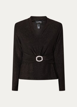 Joseph Ribkoff Dames Top met lurex en V-hals in de kleur Donkerbruin