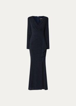 Joseph Ribkoff Dames Maxi jurk met split en V-hals in de kleur Donkerblauw