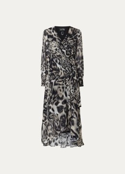Joseph Ribkoff Dames Midi wikkeljurk met ceintuur in de kleur Zwart
