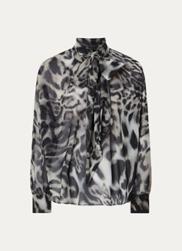 Joseph Ribkoff Dames Tuniek met sjaalkraag en dierenprint in de kleur Antraciet