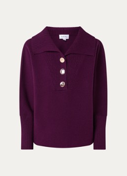 Joseph Ribkoff Dames Fijngebreide trui met ribstructuur in de kleur Aubergine