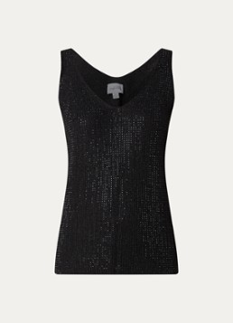 Joseph Ribkoff Dames Grofgebreide tanktop met strass in de kleur Zwart