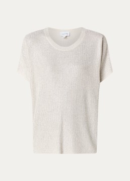 Joseph Ribkoff Dames Semi-transparante top met strass in de kleur Beige