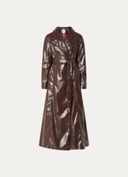 Joseph Ribkoff Dames Trenchcoat van imitatieleer met strikceintuur in de kleur Bruin