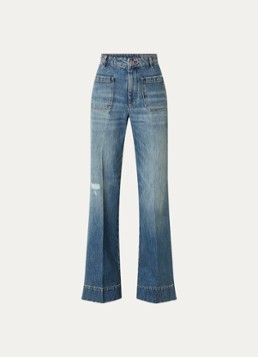 Victoria Beckham Dames Alina high waist flared jeans met medium wassing in de kleur Blauw, maat: W31/L34