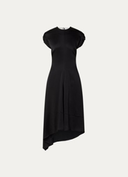 Victoria Beckham Dames Midi jurk met asymmetrische zoom in de kleur Zwart, maat: XS