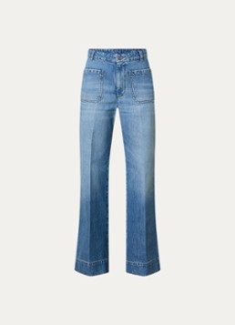 Victoria Beckham Dames Alina 32 Inch high waist flared leg jeans met persplooi in de kleur Jeans, maat: W28/L32