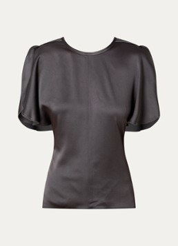 Victoria Beckham Dames Top van satijn met ronde hals in de kleur Donkergrijs, maat: M