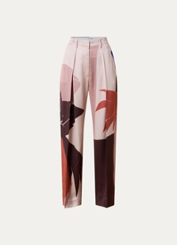Victoria Beckham Dames High waist wide fit broek met print in de kleur Oudroze, maat: S