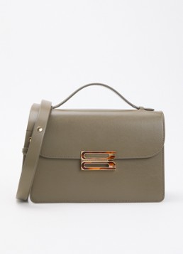 Victoria Beckham Dames Dorian handtas van kalfsleer met afneembare schouderriem in de kleur Olijfgroen, maat: ONE SIZE