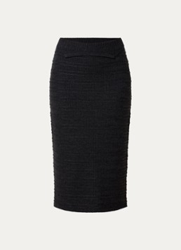 Victoria Beckham Dames Midi rok van merino wol met structuur in de kleur Antraciet, maat: M