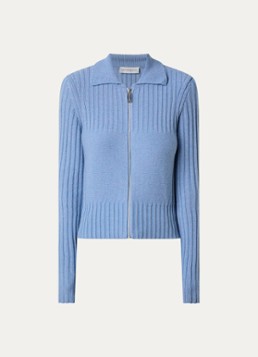 Victoria Beckham Dames Fijngebreid vest in kasjmierblend in de kleur Blauwgrijs, maat: XS