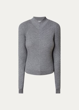 Victoria Beckham Dames Fijngebreide trui van merinowol in de kleur Grijs, maat: M