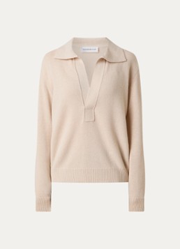 Victoria Beckham Dames Fijngebreide trui in kasjmierblend in de kleur Beige, maat: L