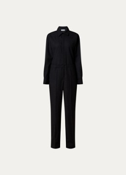 Victoria Beckham Dames Loose fit jumpsuit van scheerwol in de kleur Donkergrijs, maat: M