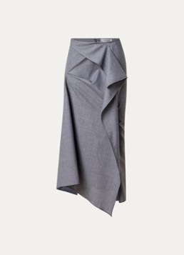 Victoria Beckham Dames Midi rok van wol met asymmetrisch detail in de kleur Grijsmele, maat: 34