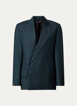 Victoria Beckham Dames Sculptural Layered blazer van scheerwol in de kleur Donkergroen, maat: 38