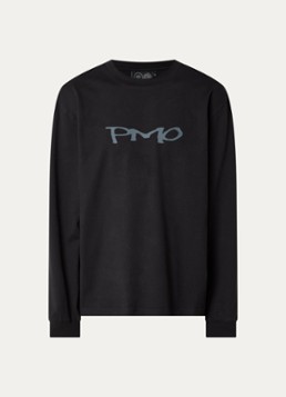 Purple Mountain Observatory Heren Moons longsleeve met logo- en backprint in de kleur Zwart, maat: XL