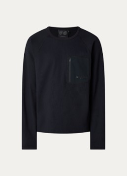 Purple Mountain Observatory Heren Waffle longsleeve met structuur en ritszak in de kleur Zwart, maat: XL