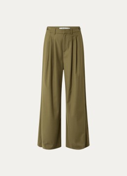 Gestuz Dames Olivia high waist wide fit pantalon met steekzakken in de kleur Olijfgroen