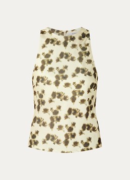 Gestuz Dames Chery mouwloze top van satijn met bloemenprint in de kleur Lichtgeel