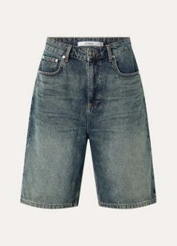 Gestuz Dames Susara high waist wide fit korte broek van denim in de kleur Indigo