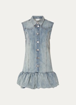 Gestuz Dames Noma mini blousejurk van denim in de kleur Blauwgrijs