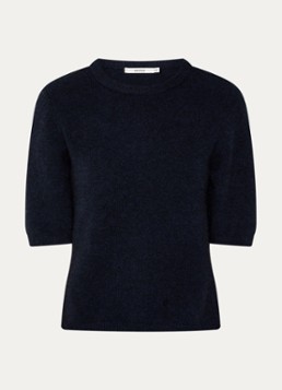 Gestuz Dames Alpha fijngebreide trui in alpaca wolblend in de kleur Donkerblauw