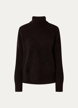Gestuz Dames Noos grofgebreide coltrui in alpaca wolblend in de kleur Donkerbruin