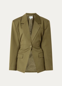 Gestuz Dames Olivia blazer met ceintuur en klepzakken in de kleur Olijfgroen