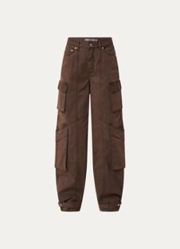 Gestuz Dames High waist loose fit cargobroek met klepzakken in de kleur Bruin