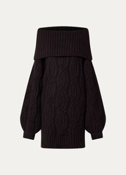 Gestuz Dames Mini oversized kabelgebreide A-lijn jurk in wolblend in de kleur Aubergine