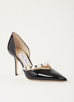 Jimmy Choo Dames Aurelie 85 pump van lakleer met imitatieparels in de kleur Zwart