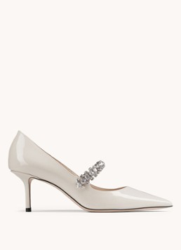Jimmy Choo Dames Bing 65 pump van lakleer met strass in de kleur Gebroken wit