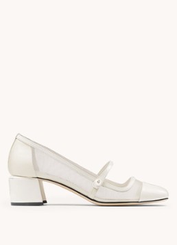 Jimmy Choo Dames Elisa 45 pump met kalfsleren details in de kleur Gebroken wit