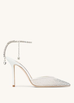 Jimmy Choo Dames Saeda 100 sandalette met lamsleren details en kristal in de kleur Wit