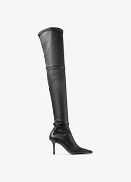 Jimmy Choo Dames Camie 85 overknee laars van lamsleer in de kleur Zwart