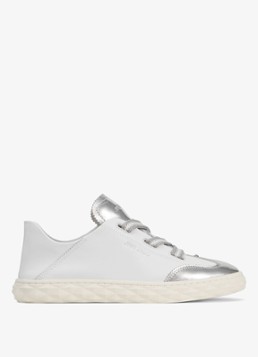 Jimmy Choo Dames Diamond Light Flex/F sneaker van leer met metallic finish in de kleur Wit
