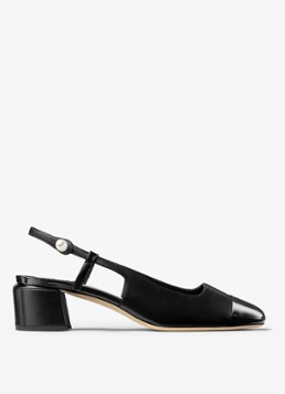 Jimmy Choo Dames Elisa 45 slingback van leer met lakfinish in de kleur Zwart