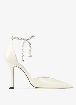 Jimmy Choo Dames Stevie 100 pump van lakleer in de kleur Gebroken wit