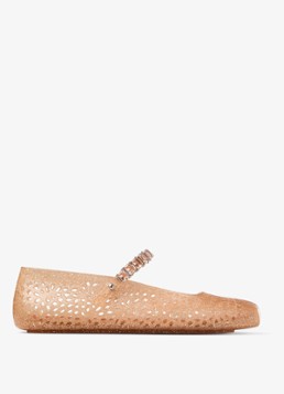 Jimmy Choo Dames The Jelly ballerina met glitter in de kleur Perzikroze
