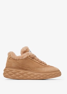 Jimmy Choo Dames Diamond Maxi Retro/F sneaker van suède in de kleur Lichtbruin