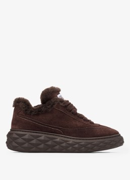 Jimmy Choo Dames Diamond Maxi Retro/F sneaker van suède in de kleur Donkerbruin