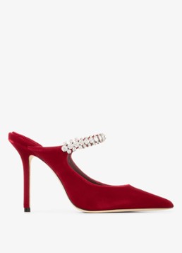 Jimmy Choo Dames Bing 100 muiltje van fluweel in de kleur Rood