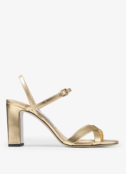 Jimmy Choo Dames Elsy/Bh 85 sandalette van lamsleer met metallic finish in de kleur Goud