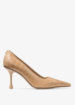 Jimmy Choo Dames Ixia 80 pump van kalfsleer met crocostructuur in de kleur Beige
