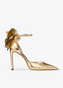 Jimmy Choo Dames Marja 100 sandalette van kalfsleer met metallic finish in de kleur Goud