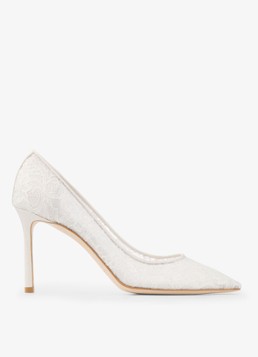 Jimmy Choo Dames Romy 85 pump van kant in de kleur Ivoor